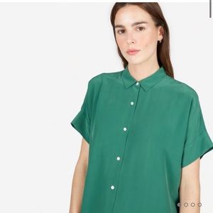 Green 100% silk Everlane shirt dress (pre-owned)